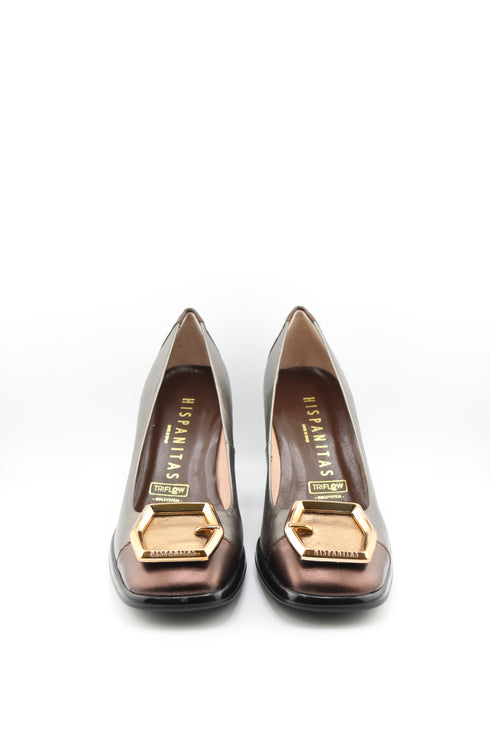 Hispanitas Pointed-Toe Pumps with Geometric Buckle